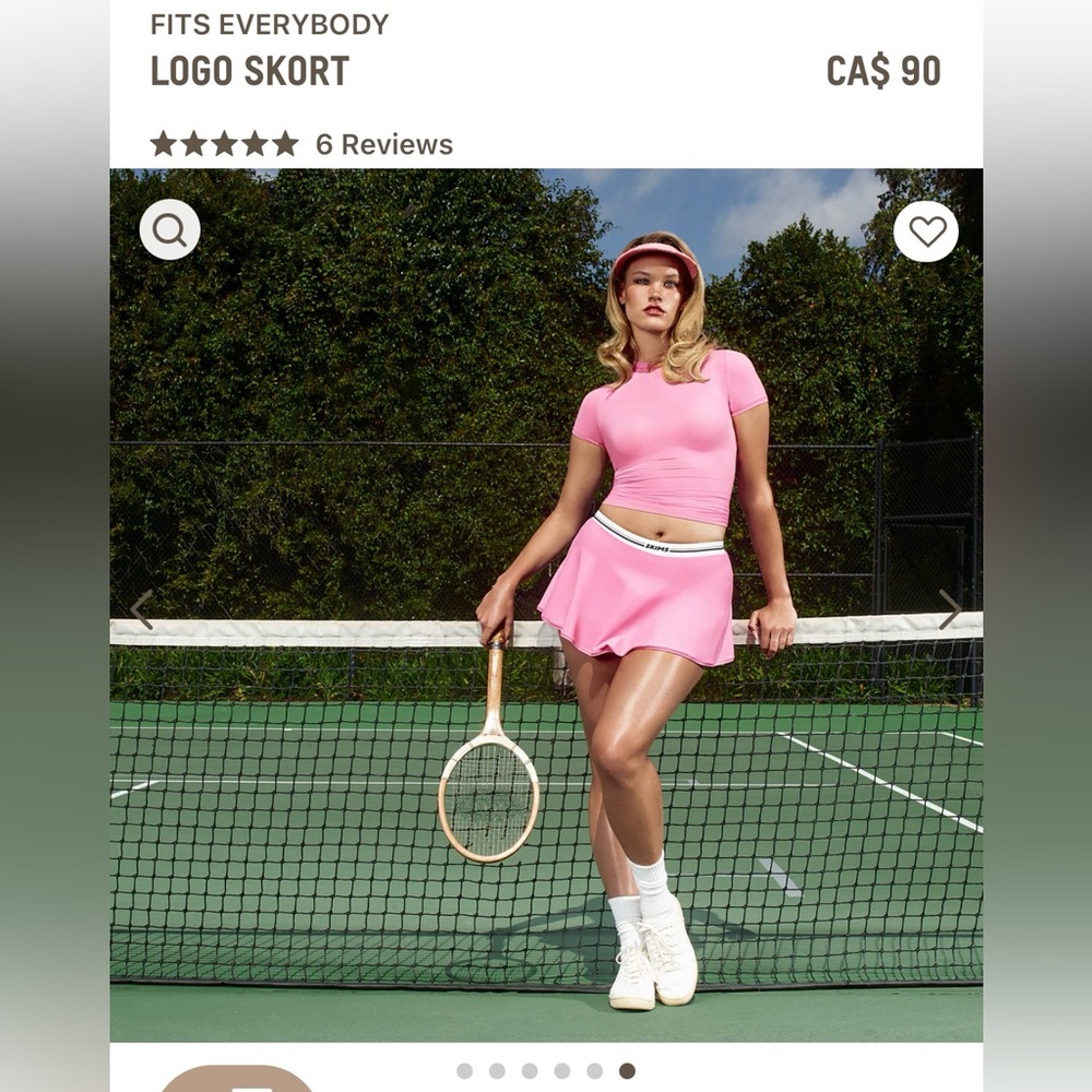 NWT SKIMS pink body suit and skort set.